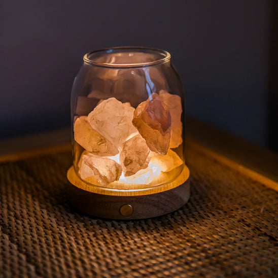 Crystal Light Diffuser with Cordless USB Wooden Base